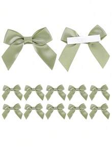10/50pcs Sage Green Satin Ribbon Twisted Bows, Pre-Made Bows, Suitable For Crafts, Gift Wrapping, Baskets, Wedding Favors, , Bridal Shower Gifts, Etc. (Extra Large Optional) - Multiple Styles - View 10