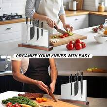 Large Magnetic Block Holder Without Knives Kitchen Counter, Stainless Steel Material Magnetic Storage Stand Rack With Strong Double Sided Magnet And Wood Base - 16.15x 11 Inches - Multicolor - View 7