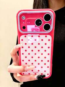 Casing Ponsel Motif Polkadot Lucu dengan Warna Kontras, Kompatibel dengan iPhone 17 Pro Max 17 Pro 17 16 Pro Max 16 Pro 16 15 Pro Max 15 Pro 14 Pro Max 14 Pro 13. Pelindung Belakang Lembut dan Anti Guncangan. - Hot Pink - View 3