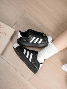 Adidas Women's SUPERSTAR ST W 26 Summer New Thick Sole Loafers Casual Shoes JR7444 - Black/White - View 2