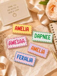 1pc Customized Text Wave Border Name Brooch, Can Be Used As An Accessory For Clothing Or As A Creative Small Gift. - Multicolor - View 6