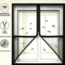 Self-Adhesive Zipper Window Screen (Finished Size) - Black Invisible Mosquito Net, Single Zipper Design, Drill-Free Installation, Suitable For Home And Apartment Ventilation Insect Screen - A - View 1