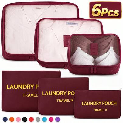 Juego de 6 piezas de almacenamiento de viaje, bolsas organizadoras de ropa, almacenamiento de ropa interior de viaje