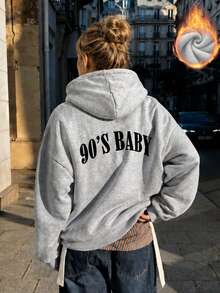 Autumn/Winter New Women's Hooded Fleece Sweatshirt, Simple Fashion Letter Print, Versatile Street Casual Style, Suitable For Women - Dark Gray - View 2