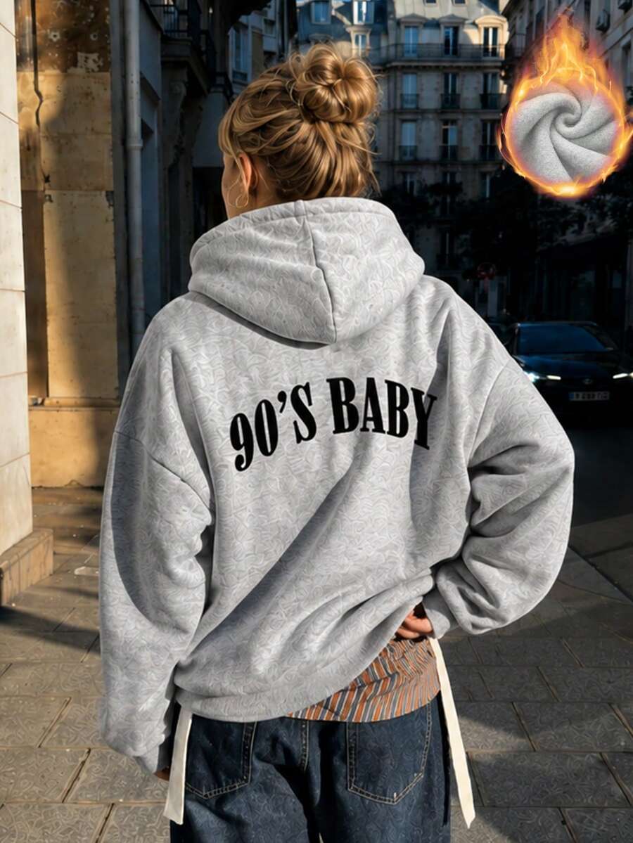 Autumn/Winter New Women's Hooded Fleece Sweatshirt, Simple Fashion Letter Print, Versatile Street Casual Style, Suitable For Women - Dark Gray - View 1