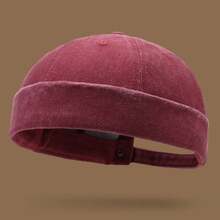 1pc Women's Brimless Sailor Hat, Vintage Rimless Felt Baseball Cap, Unisex Breathable Adjustable Hip Hop Hat For Spring/Autumn Outdoor Sports - Solid Color Brimless Hip-hop Cap - View 9