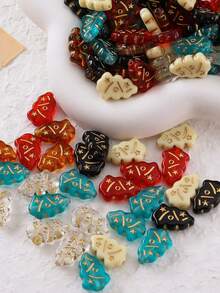 24pcs 11.5*17mm Acrylic Gold Foil Christmas Tree Spacer Beads DIY Handmade Phone Chain Bracelet Keychain Jewelry Accessories - Christmas Tree - View 2