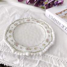 1pc 7.8 Inch Beaded Floral Ceramic Plate, Home And Commercial Use - Blue Vine Floral - View 8