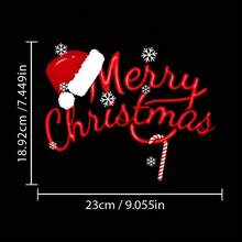 2pcs/Set Merry Christmas English Santa Hat Snowflake Santa Claus Reindeer Combination Car Stickers, Suitable For Cars, Trucks, SUVs, Christmas Cartoon Pattern Holiday Atmosphere Decorative Stickers, Home, Doors, Windows, Glass, Wall Stickers, Window Decals - one-size - View 3