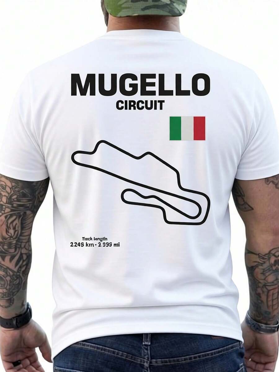 Christmas Famous Ello Contour Track Race Fan Racing Car Racing Shirt With Print On Back - Casual Men's Shirt Hot Item - 白色 - 查看 1