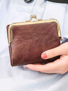 Women's RFID Blocking Kiss Lock Short Wallet Large Capacity | Multi Card Slots, Zipper Coin Pocket, Vintage Clutch Ladies Purse - Multicolor - View 6