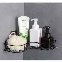 Corner Shower Caddy - Rust-Resistant, Wall-Mounted Bathroom Storage Shelf, Suitable For Storing Shampoo, Toner And Cosmetics. - Black - View 10