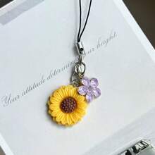 1pc Sunflower Phone Chain Pendant, Creative Small Accessory, Suitable As Gift, Universal Phone Charm, Creative Phone Chain Accessory, Universal USB Drive Exquisite Small Pendant, Gift For Best Friend And Friends - Multicolor - View 13