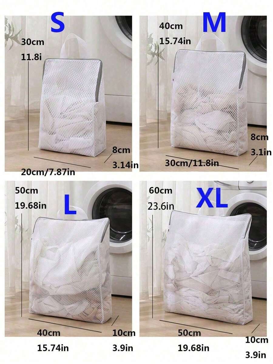 1pc White 3D Honeycomb Mesh Thick Fine Mesh Laundry Bag With Handle For Washing Machine Washing And Care - White - View 1