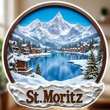 St. Moritz Ice-Kissed Lake And Snow-Dusted Chalets Magnet Where The Alpine Winter Holds Its Breath In Silence Keepsake For All Metal Surfaces Throughout The Home - A - View 1