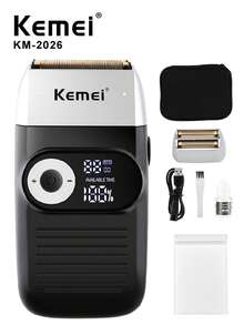 Kemei KM-2026 Men's Electric Shaver With Pop-Up Trimmer, Perfect For Shaving Hair And Face | Rechargeable Electric Shaver, 120-Minute Battery Life, With LED Display, Suitable For Both Wet And Dry Use - Black - View 13