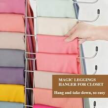 10-Tier Foldable Metal Clothes Rack, Space-Saving, Suitable For Wardrobe, Closet, Bedroom, No-Trace Scarf And Pants Hanger, 360-Degree Rotating Hanger, Multi-Layer Space-Saving Hanger, T-Shirt Drying Rack, Wardrobe Storage Box, Bedroom Dormitory Accessories - Silver - View 7