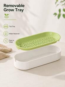 1 Peça Vaso Hidropônico para Grama de Gato 21*9,2*4,5cm, Kit de Cultivo de Grama de Gato Reutilizável e Destacável em PP com Bandeja de Drenagem, Caixa de Cultivo de Trigo Sem Solo para Gatos, Apenas o Vaso, Sementes Não Incluídas - Vaso de grama para gatos - Visão 7