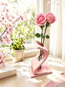 1pc Twisted Geometric Bud Vase Minimalist Single Rose Dried Flower Vase Nordic Dining Table Home Decor, Suitable For Office Decoration And Accessories, Christmas Home Decor, Living Room Decor, Autumn Decor, Kitchen Decor, Wedding Guest Favors, Women's Room Decor - Multiple Styles - View 7