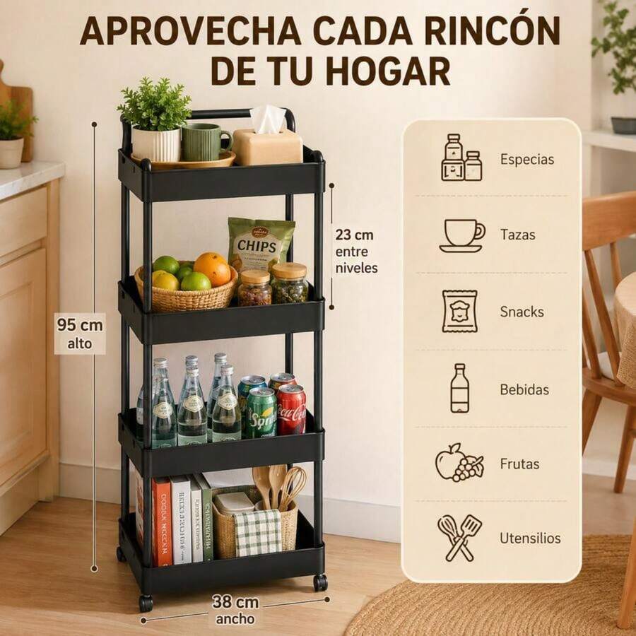 Multipurpose Carts & Push Cabinets - Black - View 1