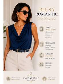 Blusa Elegante Feminina  Simples Drapeado Enrugado Nó Regata Gola Boba Casual Chic Moda Blusa Romantica - Preto - Visão 4