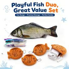 Realistic Fish-Shaped Pencil Case, Fun Fish-Shaped Pen Bag, Creative Large Capacity Stationery Storage Bag, Unique Makeup Bag, Cute Student Office Supplies, Quirky Creative Student Gift - Multicolor - View 3