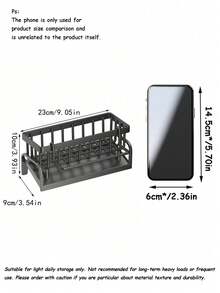 1pc Kitchen Sink Sponge Organizer, Self-Draining Sink Storage Box With Removable Tray, Dish Sponge Holder, Soap Dispenser Brush Rack, Suitable For Bathroom, Black With Handle - Multicolor - View 3