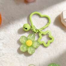 Cute Sequin Flower Hollow Star Keychain, Candy Color Heart-Shaped Spring Key Ring With Mini Bell, Adorable Aesthetic Bag Charm, Suitable For Backpack, Car Keys, Sweet Y2K Accessory Gift For Girls - Star Flower - View 18