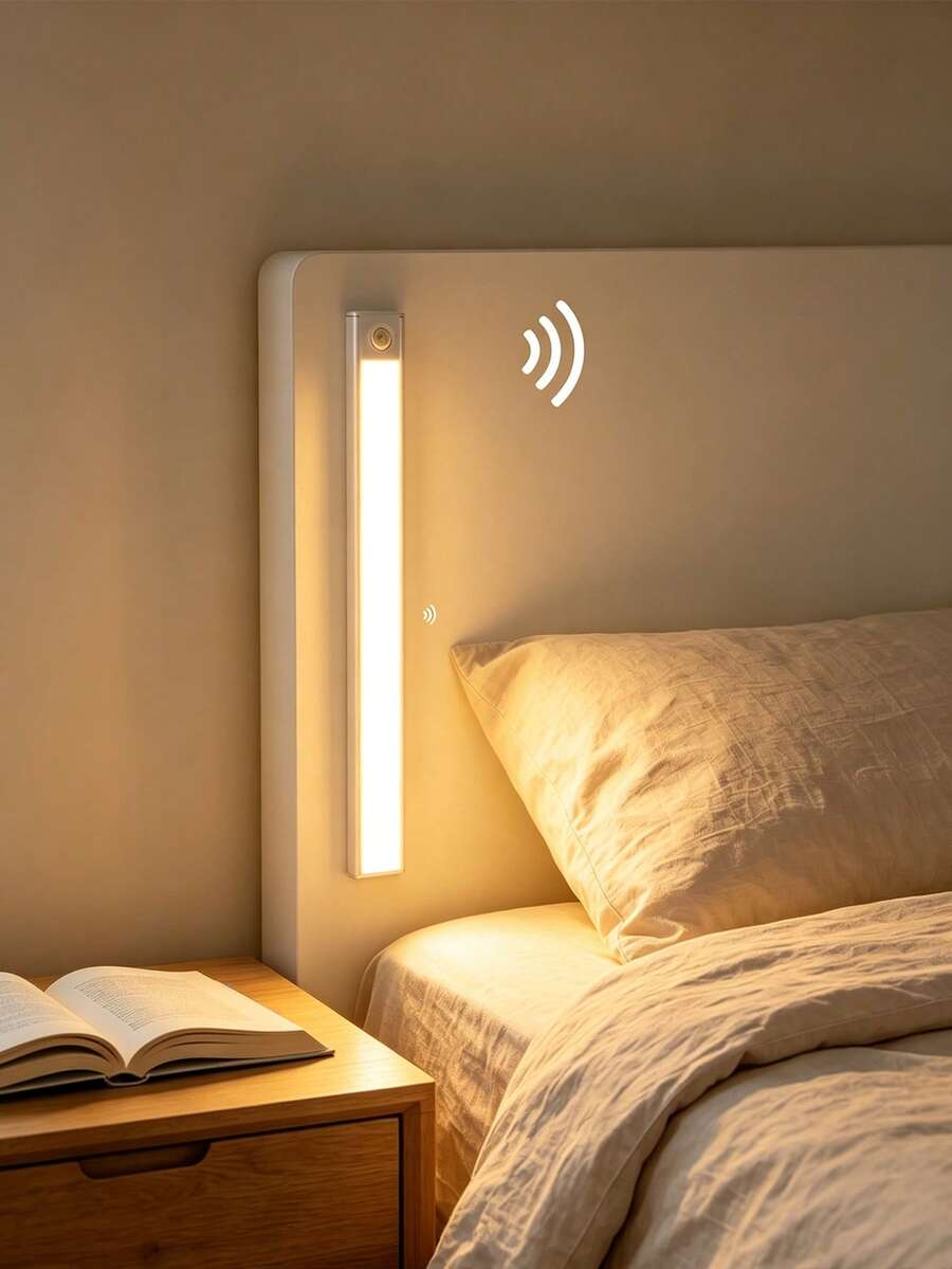 1pc Motion Sensor Wireless LED Light, 3 Color Modes, USB Rechargeable Lamp, Ultra-Thin Smart LED Cabinet Closet Light, Comes With Charging Cable, Suitable For Cabinet, Kitchen, Bedroom, Staircase Lighting