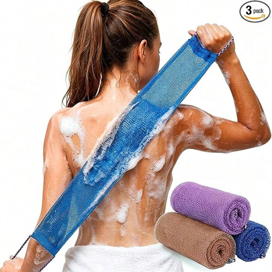 1/ 3 Pieces African Net Sponge With Handles Long African Exfoliating Net Washcloth Bath Sponge Net Cloth Wash Net Body Back Scrubber For Shower Loofah, Shower Cap, Exfoliating Glove, Bath Accessories - Multicolor - View 1