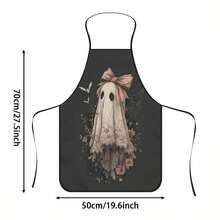 1pc Halloween Lace Ghost Print Apron, Featuring Bow Ghost, Withered Leaf, Bat, Spider Web Patterns, Durable Cooking Apron Suitable For Bakers, Cake Decorators, BBQ Enthusiasts, Gardeners, Painters, Nail Artists - Perfect Gift For Home And Professional Chefs - Multicolor - View 13