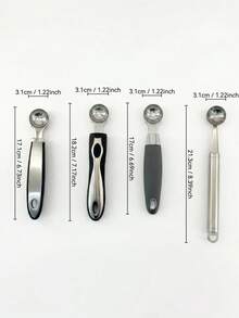 Sendok Bola Melon Stainless Steel dengan Gagang, Sendok Es Krim Buah Multifungsi untuk Semangka, Mangga, Sorbet, Kue, dan Makanan Penutup Lainnya. Alat Dapur untuk Memanggang. - MultiWarna - View 2
