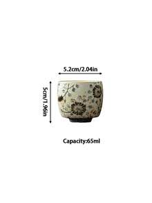 1pc/2pcs Vintage Exquisite Outlined Dandelion Blue And White Ceramic Tea Cup, Chinese Retro Luxury Hand-Painted Gold Trim Tea Ceremony Cup, Medium Single Person Tea Cup, Tasting Cup, Suitable For Middle Eastern Black Tea, Saudi Coffee, Suitable For Personal Use, Collection, Gift, Hosting Guests And Friends - Multicolor - View 6