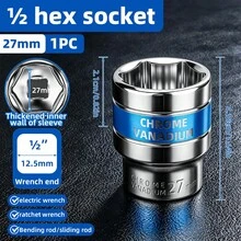 DAIEN Chrome Vanadium Steel Mirror Plated Rust-Proof Thickened Hexagonal Blue Ring, Metric Multi-Size, Automotive Repair Flange Disassembly Machine Repair Motorcycle Furniture Disassembly Specialized Large Socket Head - 1 Pc - View 25