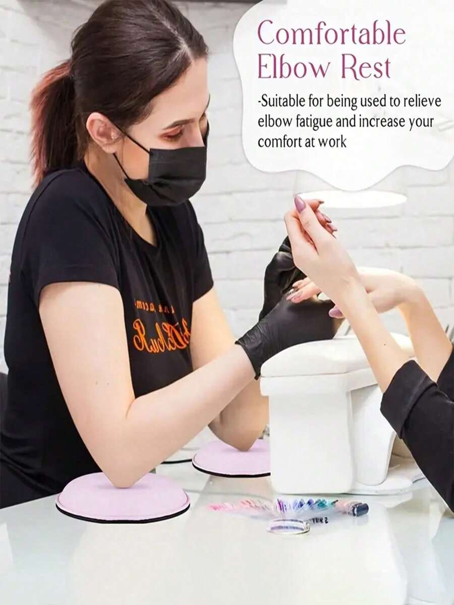 2pcs Round Memory Foam Nail Art Armrest Pads, Easy To Clean Comfortable Manicurist Arm Support Desk Wrist Rest, Manicurist Arm Pad, Manicurist Office Arm Rest Stand - Multicolor - View 1