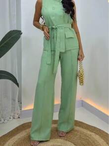 Women Two-Piece Outfits - Mint Green - View 3