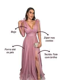 Long Dress With Slit Graduation Wedding Guest Bridesmaid With Sparkle - 淺藍色 - 查看 3