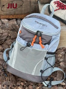 戶外運動拼色迷你尼龍女款後背包，大容量多口袋輕量登山包，多功能抽繩旅行袋，便利透氣書包，適合旅行、度假、日常通勤、戶外運動、登山、滑雪、徒步、露營，節日禮物 - 彩色 - 查看 13