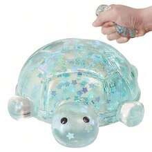 1pc Smooth TPR Material Squeeze Toy, Transparent Turtle Shape Stress Relief Toy With Floating Star Glitter Inside, Cute Transparent Turtle Design, Halloween Party Decoration, Home Desktop Toy, Random Style - Multicolor - View 8