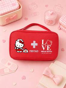 SANRIO 1Pc Hello Kitty Print Medical Bag,Portable Multiple Pockets First Aid Organizer With Handle,Zipper Travel Storage Pouch For Home,Outdoor & Daily Use - Multicolor - View 1