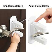 1/2pcs Door Handle Lock, Child Safety Lock, Durable ABS Material With Adhesive Backing, Adult One-Handed Operation Without Tools - A - View 3