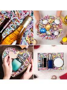 300g/100g Macaron Color Crepe Paper Shreds, Colorful Gift Box Filler, Rainbow Paper Shreds Packaging Material, Decorative Basket Filler, Suitable For Gift Wrapping, Birthday Party, Wedding, Baby Shower Crafts And Handmade Packaging Decoration - Multicolor - View 4