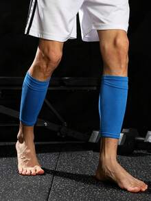 1 Pair, New Summer Outdoor Sports Track & Football Leg Sleeve Socks, Double-Layer Breathable High Elastic Mesh Shin Guard Sleeves With Reinforced Elastic Insert Pocket - Multicolor - View 3