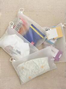 20/50pcs Transparent Frosted Ring Zipper Bags, Can Be Used As Travel Storage Bags, Underwear Bags, Makeup Bags, Can Store Lipsticks, Skincare Products, Phones, Coins, Small Items, Also Suitable For Home, Gifts, Vacation And Holiday (Halloween, Christmas) Occasions, - Multicolor - View 6