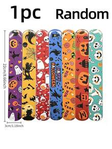 1/10pcs Halloween Slap Bracelets, Halloween Party Small Gifts, School Classroom Rewards, Halloween Candy Bag Gifts Toys, Halloween Slap Bracelets, Halloween Gifts, Halloween Decorations - Multiple Styles - View 9