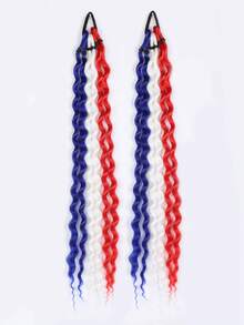 2Pcs 18Inch Long Curly Ponytail With Elastic Hair Rope Hair Extensions Suitable For Daily Wear And Various Holiday Occasions - Multicolor - View 13