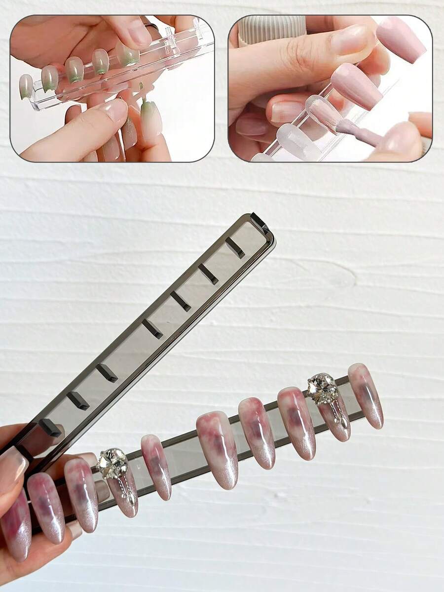 All-In-One Multi-Color Non-Magnetic Nail Art Practice Holder, Portable Wearable Nail Display Base, Nail Tip Fixing Stand, Nail Salon Sample Display Tool - Multicolor - View 1