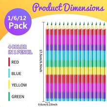 Rainbow Gradient 4-In-1 Magic Colored Pencils, Colorful Doodle And Painting Wooden Pencils, Suitable For Ages 14+, Wooden Material, Drawing And Writing Art Supplies - For Professional Art Use - A - View 6