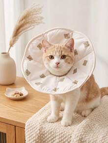 1pc Adjustable Pet Recovery Elizabeth Collar, Waterproof Double-Sided Print, Anti-Lick Anti-Scratch Post-Surgery Protection Collar, Suitable For Cats And Dogs, Cute Cat Supplies - Multicolor - View 5