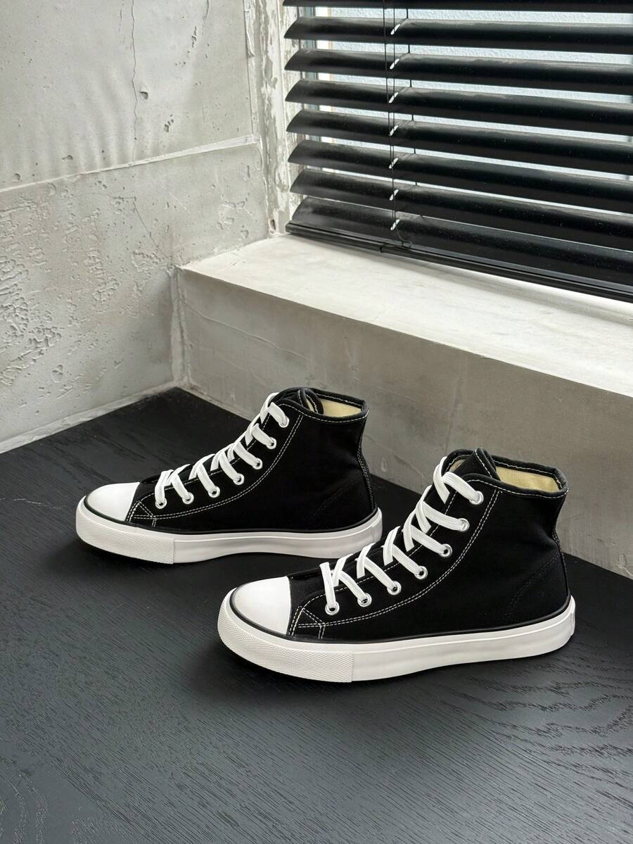 OPOEE Vintage High‑Top Canvas Shoes For Women, Classic Lace‑Up Design, Comfortable Lightweight Sneakers For Daily Street Style,Vacation,Soft Insole,